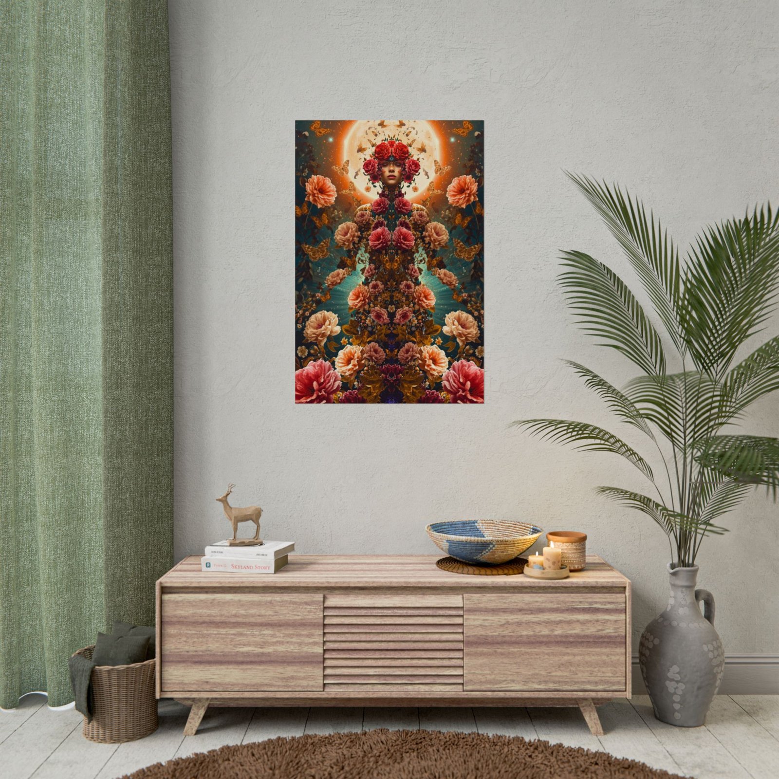 IS_6602 Floral Goddess Rolled Poster — Surreal Boho Wall Decor Art Poster - Image 3