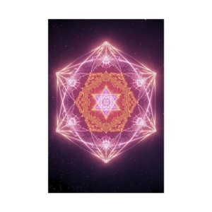 IS_6611 Sacred Geometry Rolled Poster - Neon Mandala Spiritual Wall Art