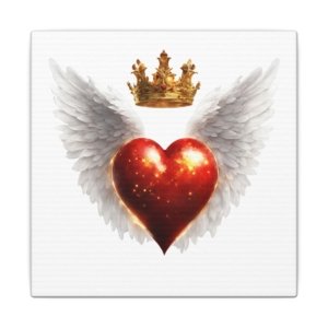 Winged Heart Canvas Print — Crowned Heart Wall Art for Romantic Home Decor