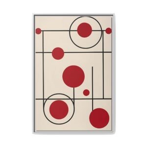 Suprematism Red Circles Modern Abstract Canvas FRAMED 24x36"