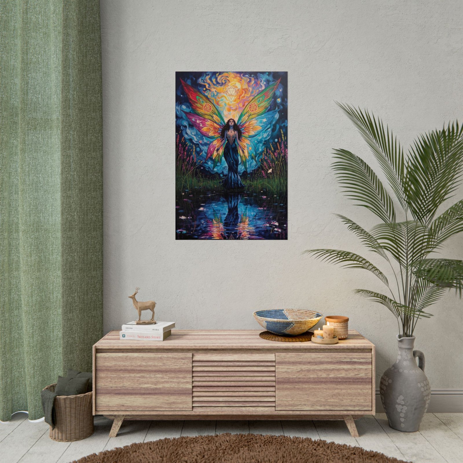IS_6664 Fairy Reflection Rolled Poster — Colorful Fantasy Butterfly Woman Wall Art - Image 3