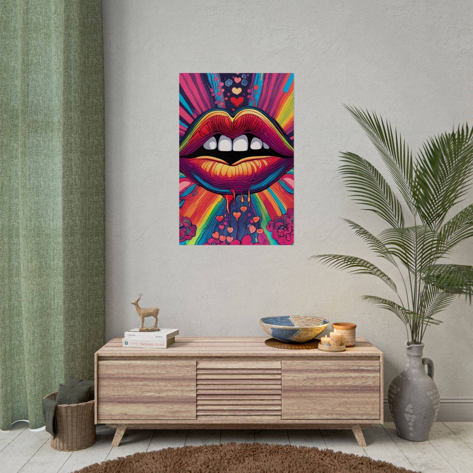 IS_6548 Psychedelic Rainbow Lips Rolled Poster — Vibrant Pop Art Wall Print - Image 4