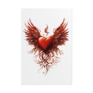 Vibrant Red Heart with Wings
