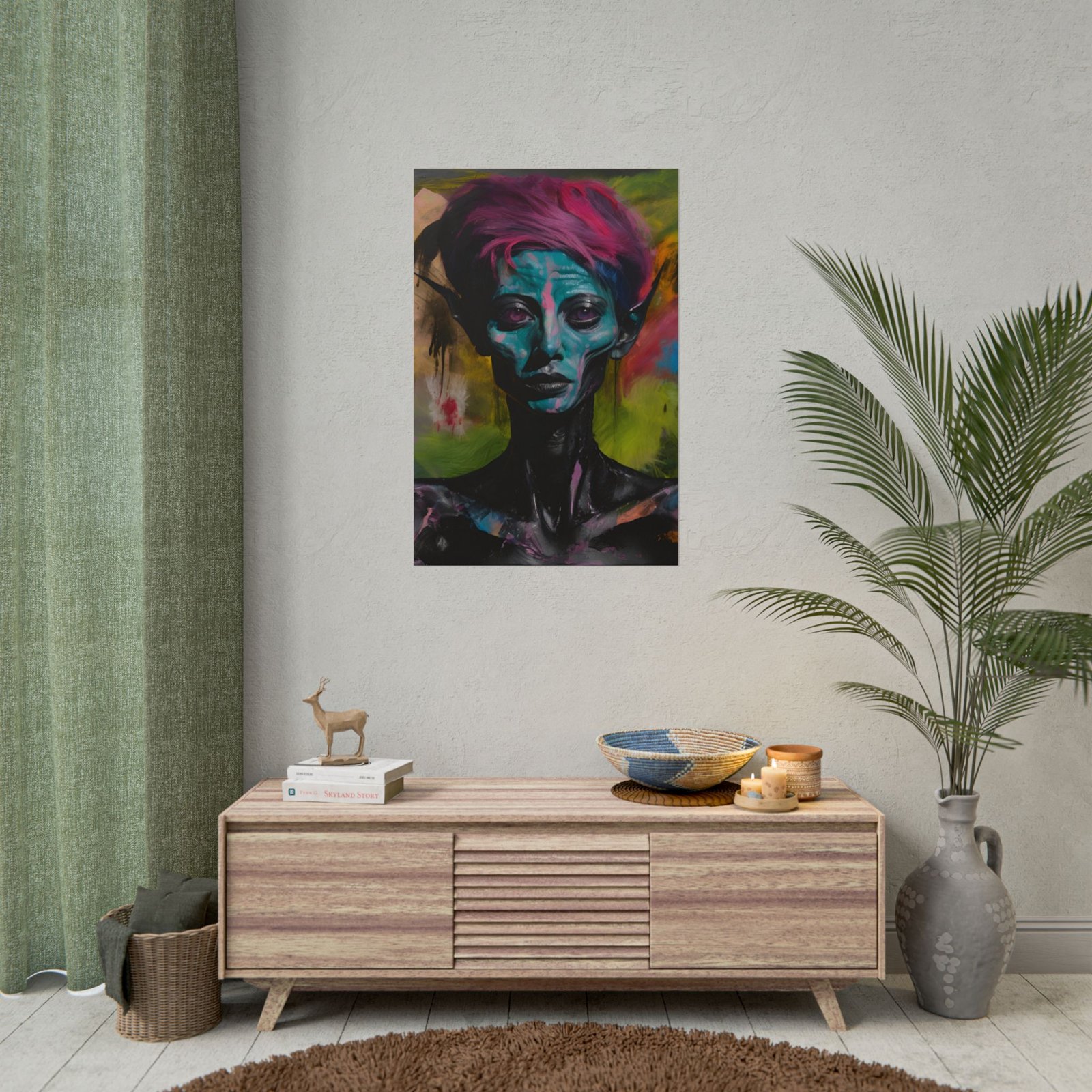Vibrant Alien Portrait Rolled Poster - Image 2