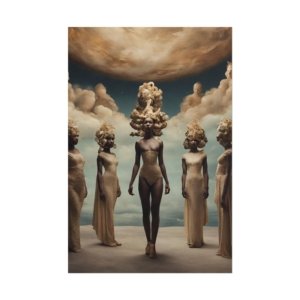 IS_0361 Surreal Goddess — Ethereal Figures Under Moonlight Rolled Poster