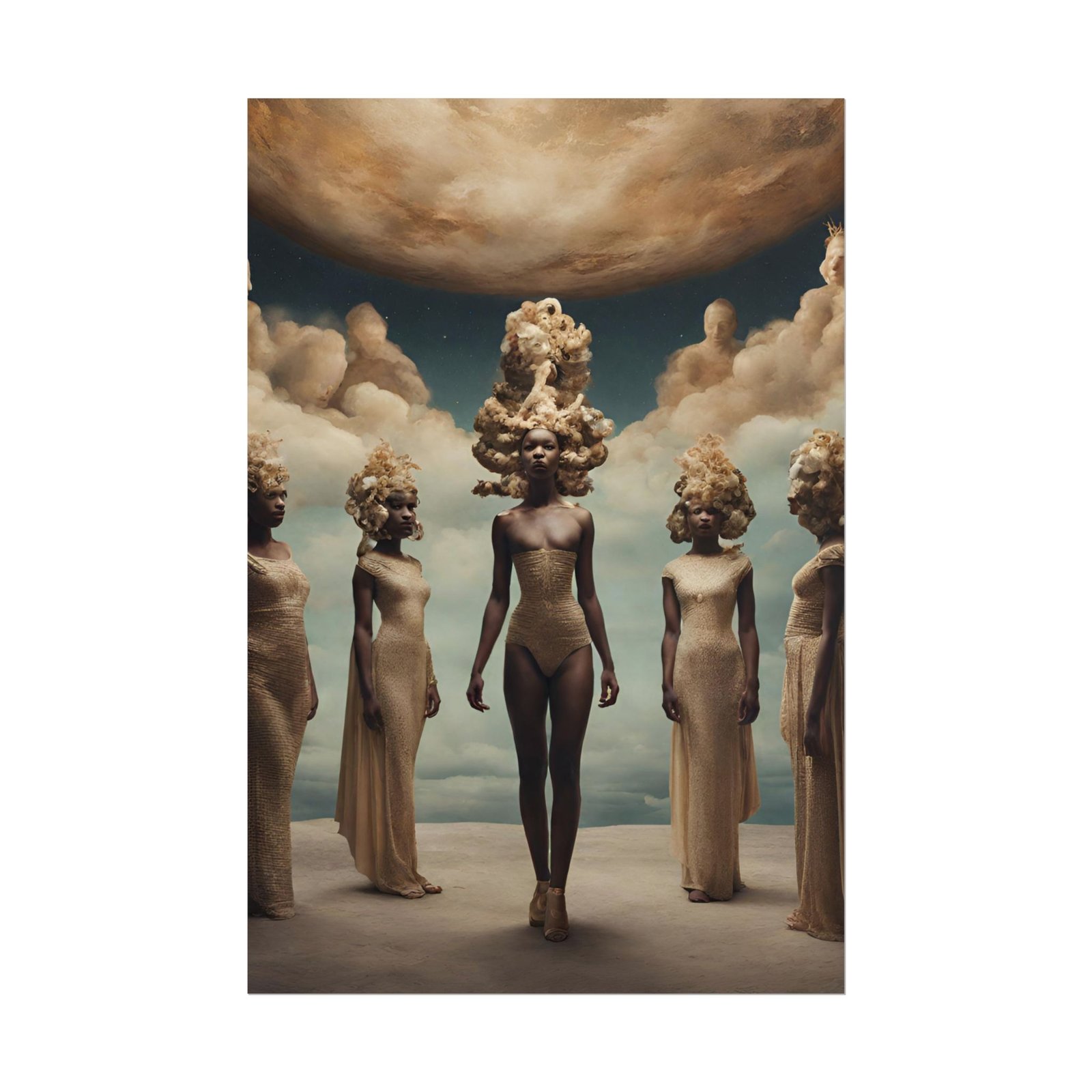 IS_0361 Surreal Goddess — Ethereal Figures Under Moonlight Rolled Poster