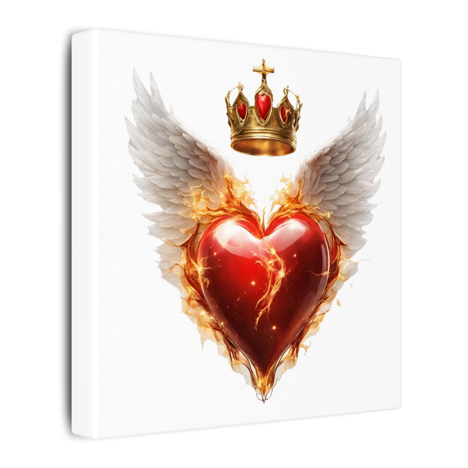Winged Flaming Heart Canvas — Crowned Sacred Heart Wall Art - Image 2