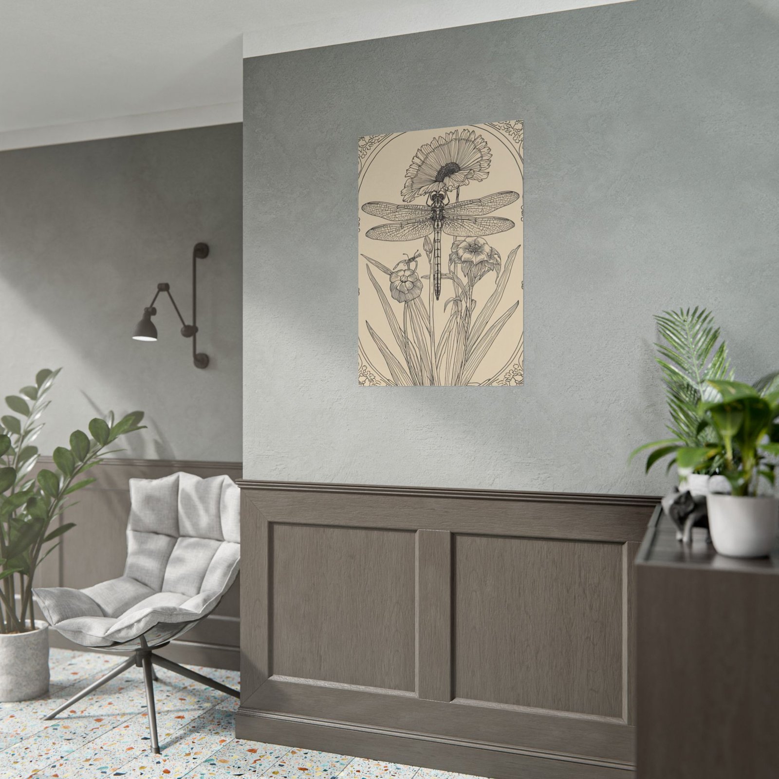 Art Nouveau Botanical Dragonfly Rolled Poster - Image 5
