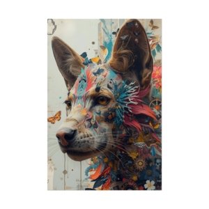 IS_6482 Colorful Floral Fox Rolled Poster