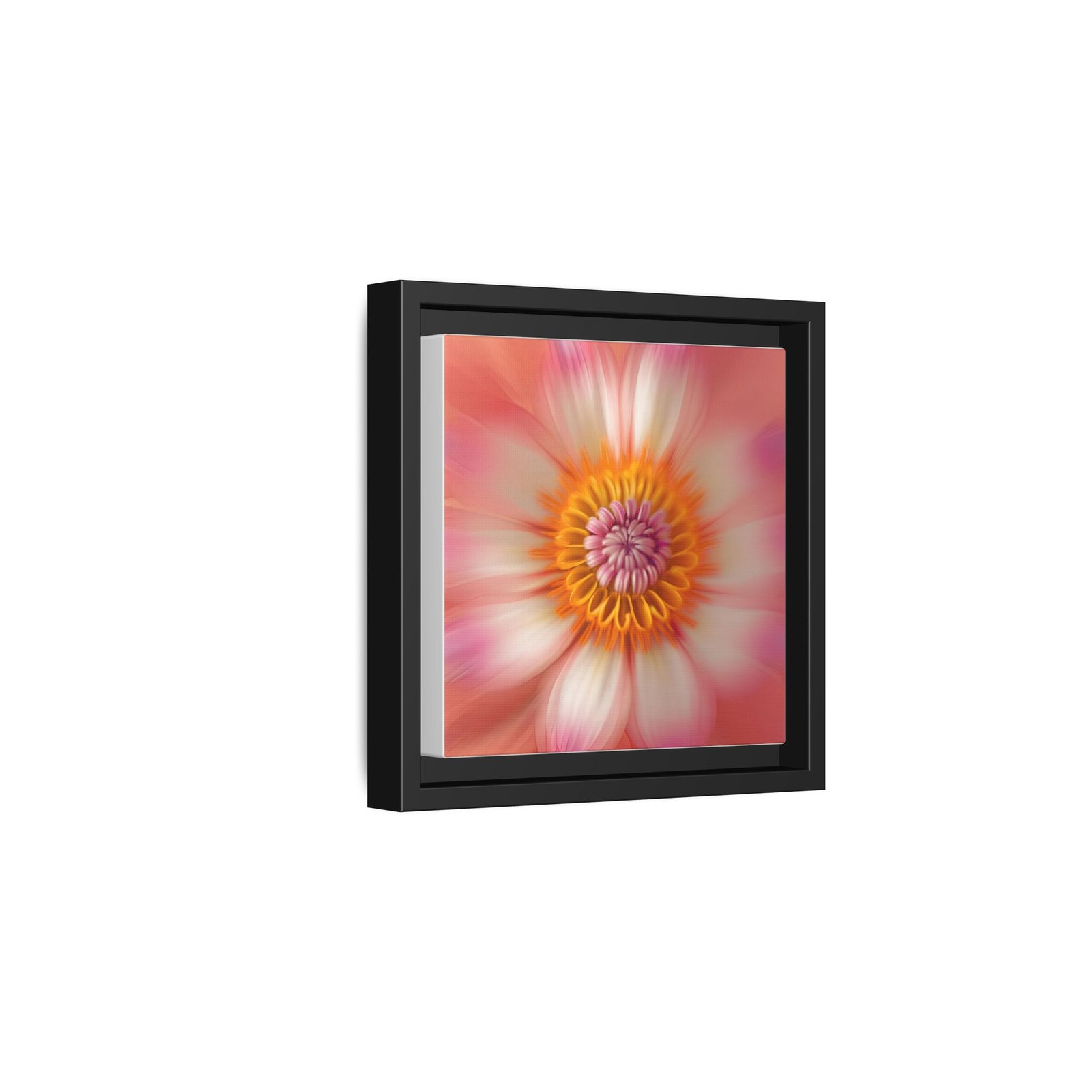IS_4871 Framed Floral Burst Matte Canvas Wall Art — Pink & Peach Abstract Flower - Image 2