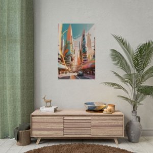 IS_118 Futuristic Cityscape Rolled Poster - Vibrant Urban Art for Home Décor