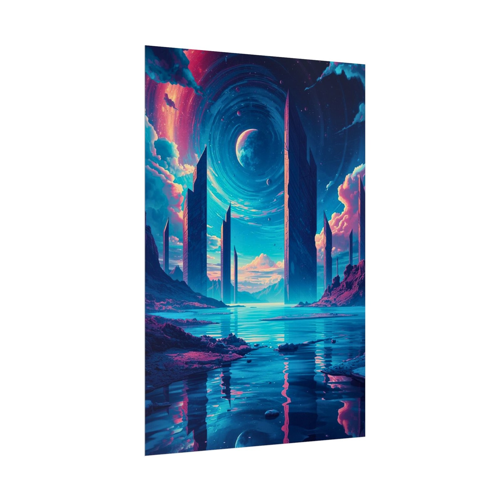 IS_6645 Neon Sci‑Fi Landscape Rolled Poster - Image 3