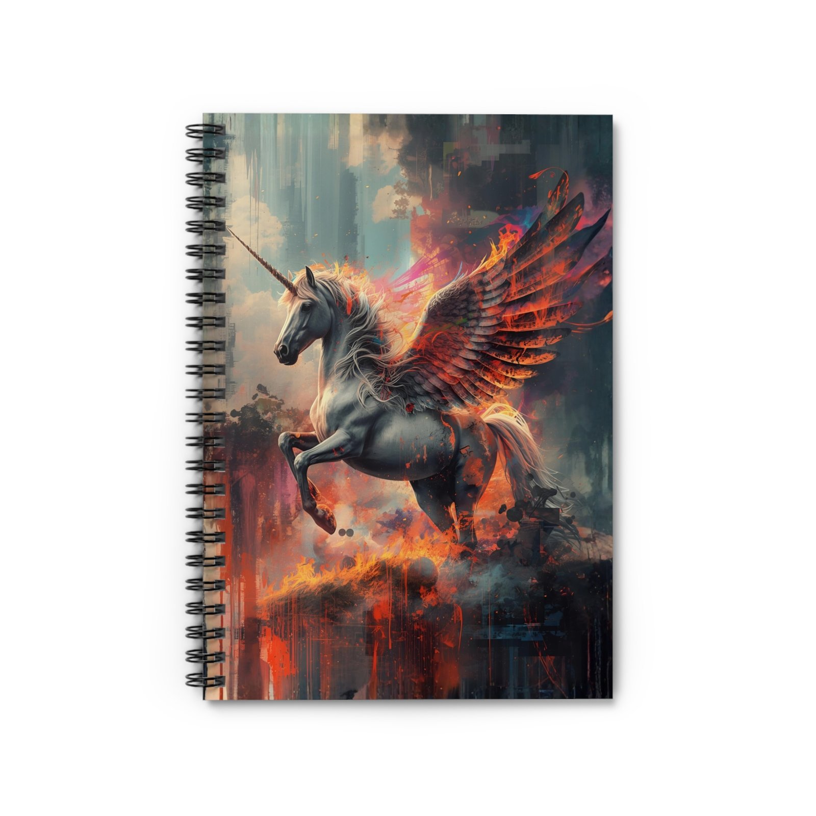 IS_6523 Fiery Unicorn Pegasus Spiral Notebook - Image 2