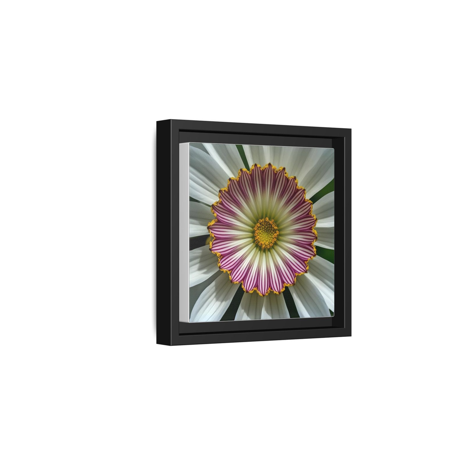 IS_4858 Framed Floral Mandala Canvas — Pink & White Daisy Wall Art - Image 2