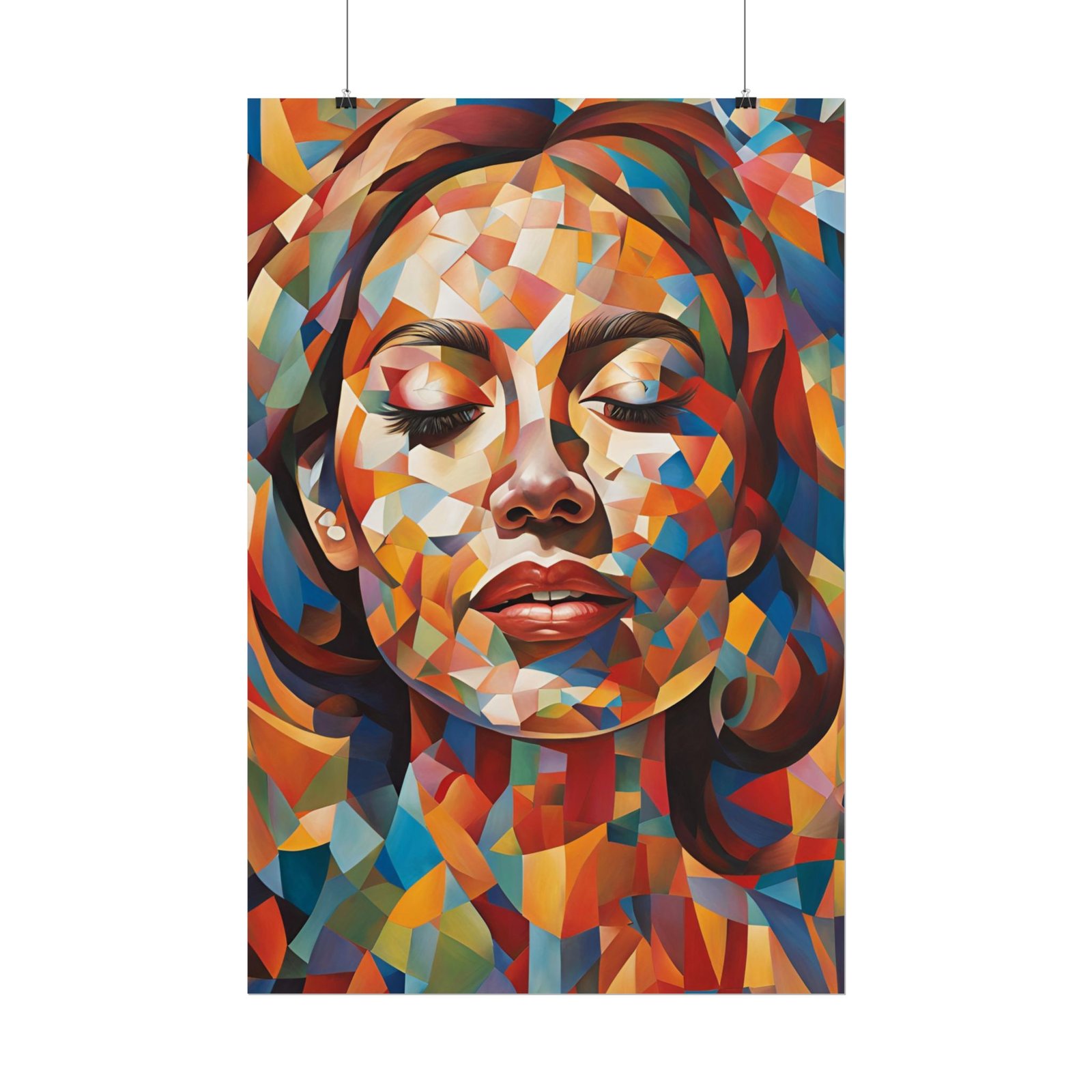 IS_3925 Vibrant Geometric Art Rolled Poster - Colorful Abstract Female Portrait - Image 3