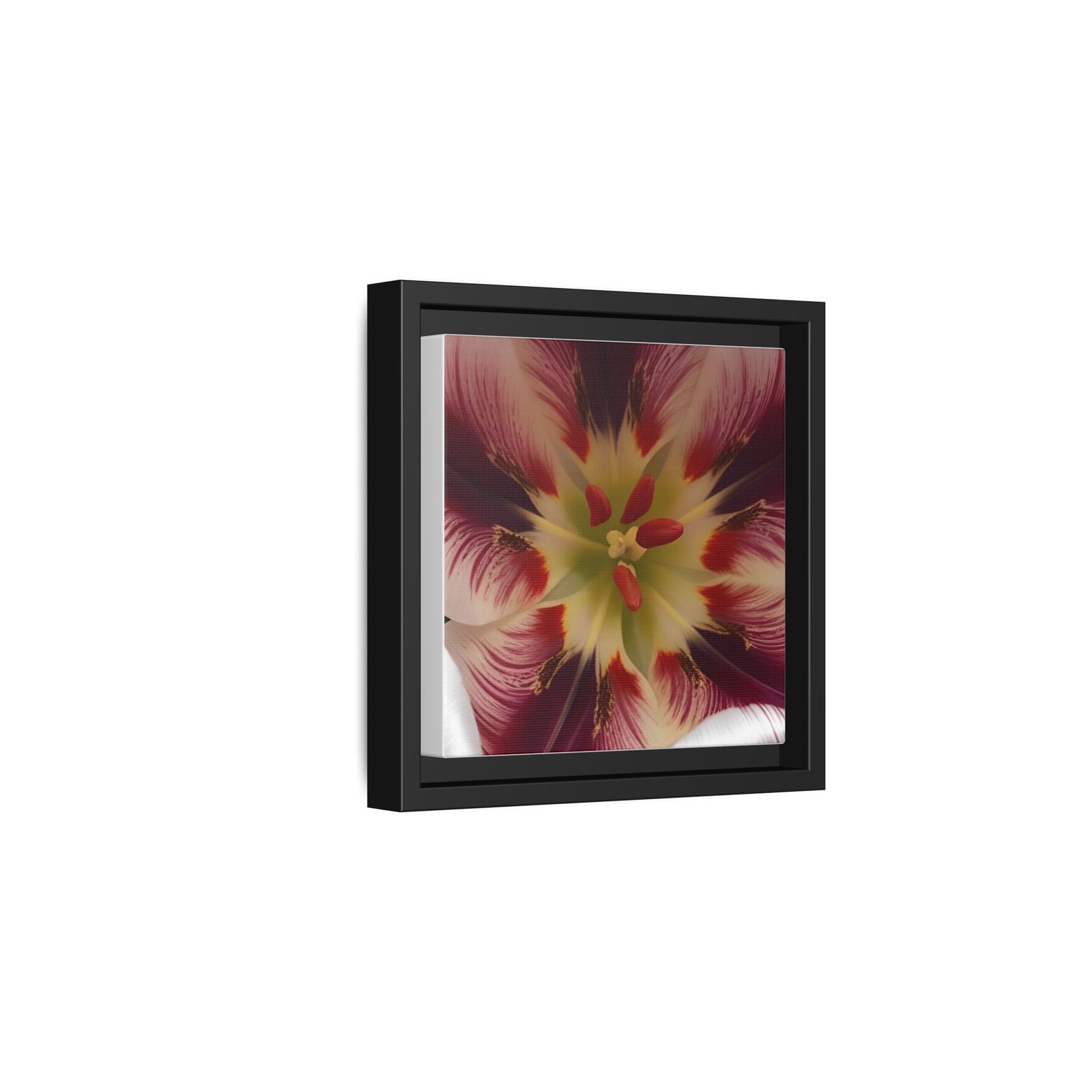 IS_4873 Framed Floral Close-Up Matte Canvas Wall Art — Multicolor Tulip Centerpiece - Image 2