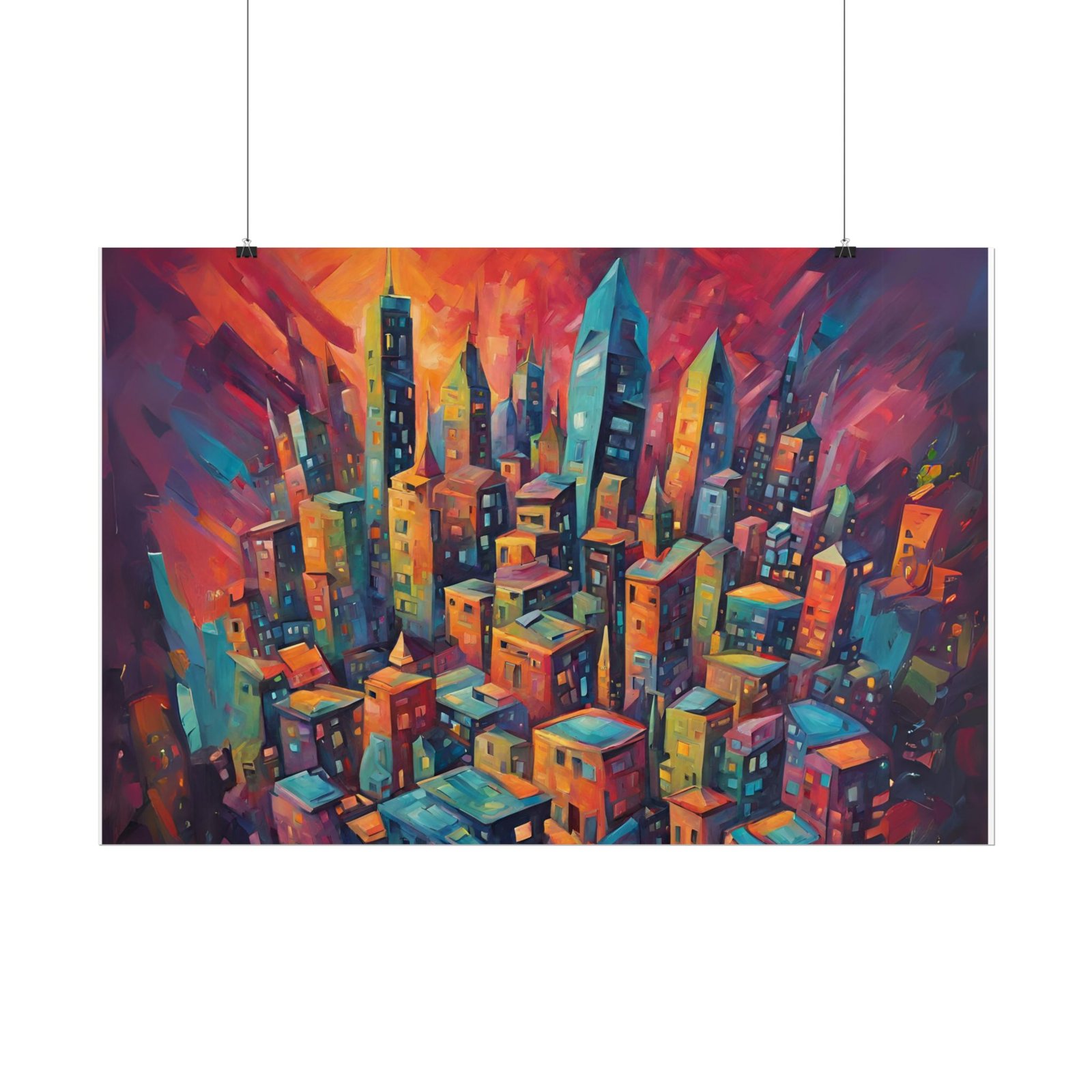 Vibrant Urban Cityscape Rolled Poster - Image 2