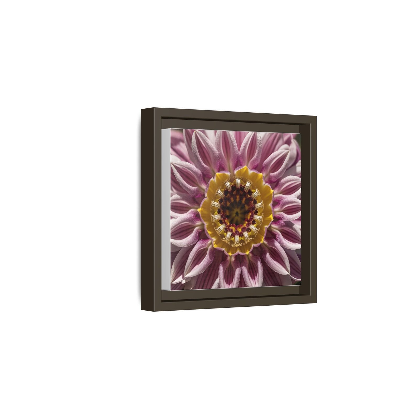 IS_4860 Framed Kaleidoscope Flower Matte Canvas Wall Art — Pink & Yellow Floral Mandala Print - Image 5