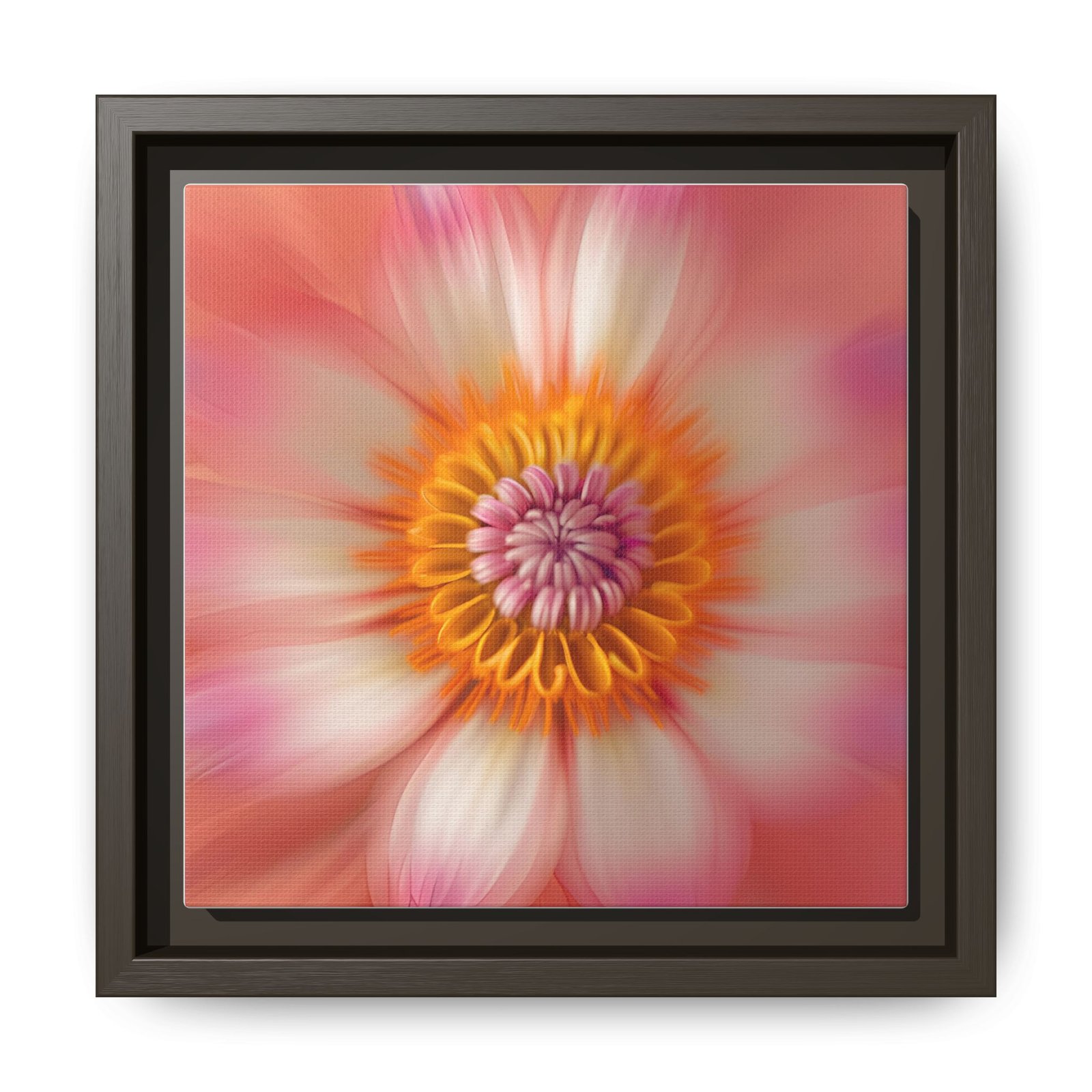 IS_4871 Framed Floral Burst Matte Canvas Wall Art — Pink & Peach Abstract Flower - Image 4