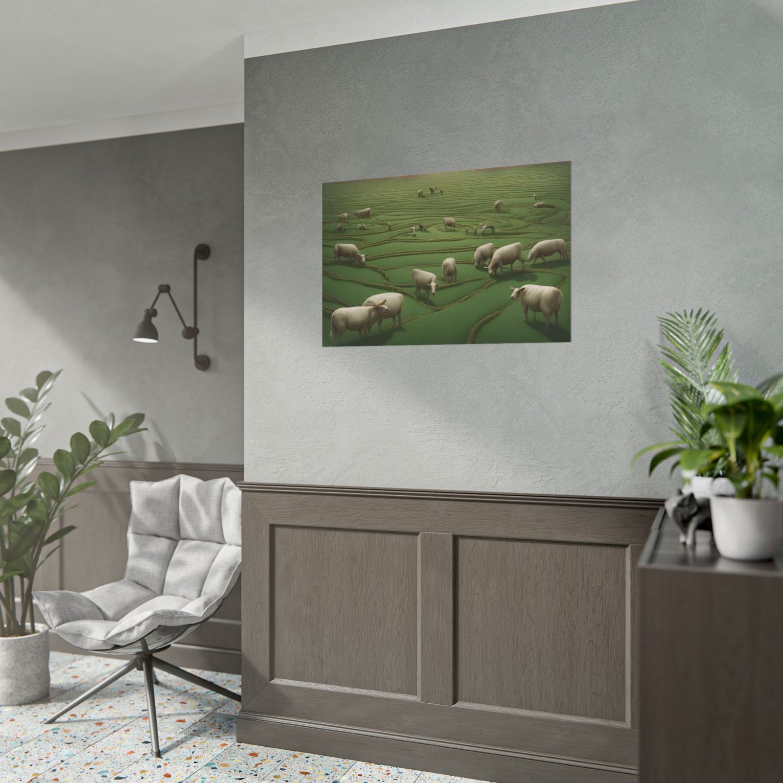 Serene Pastoral Farm Landscape Rolled Poster - Image 3