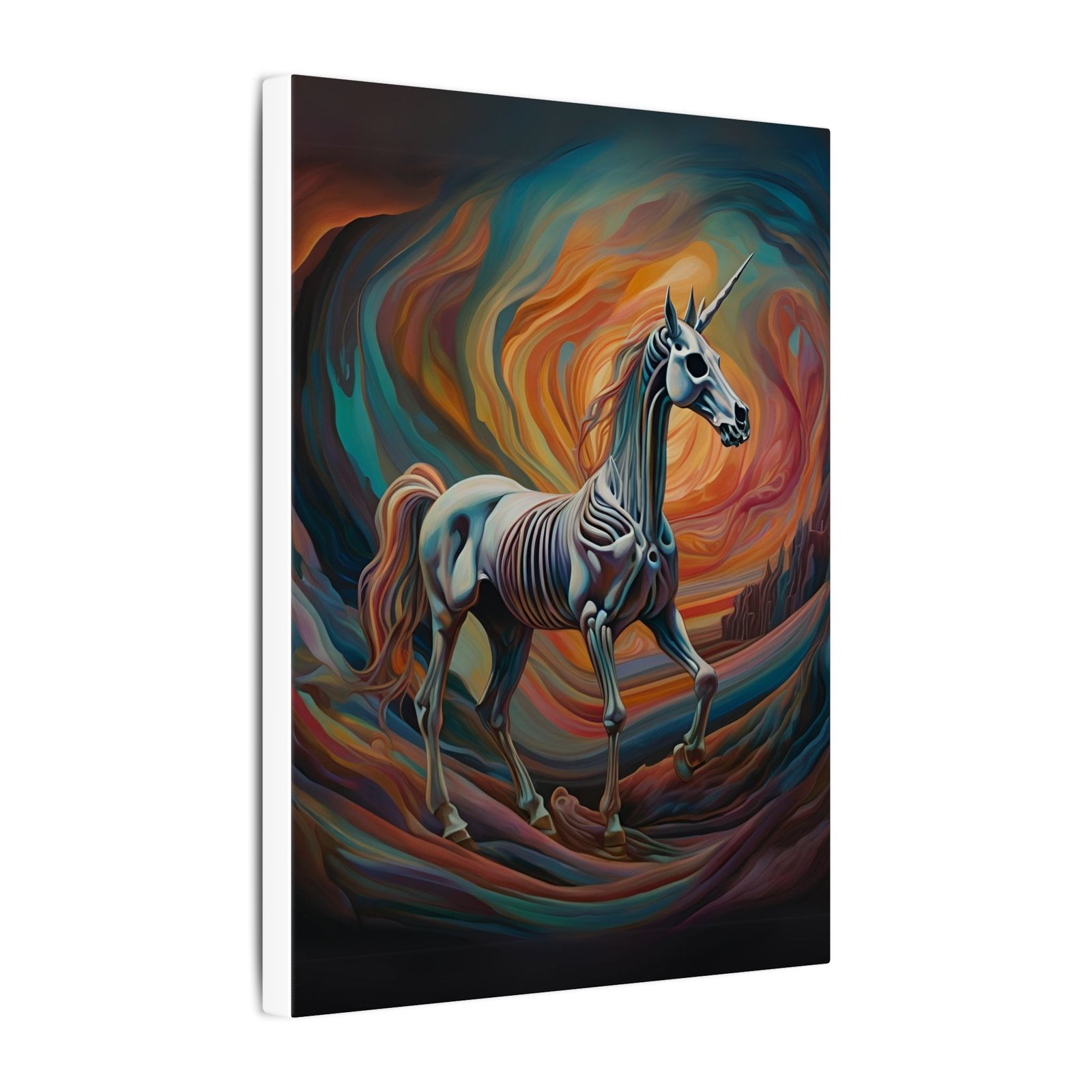 Surreal Unicorn Skeleton Canvas 9x12" - Image 4