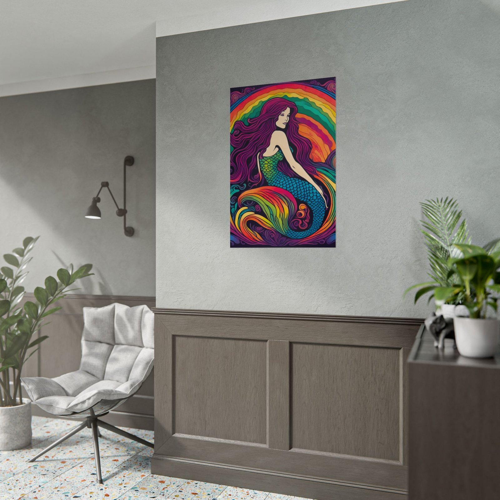IS_6542 Psychedelic Rainbow Mermaid Rolled Poster - Image 4