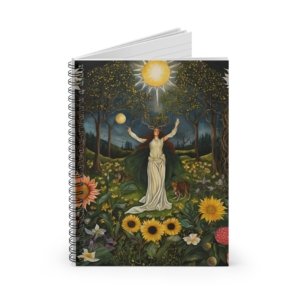 IS_4909 Nature-Inspired Spiral Notebook - Enchanting Sunlit Garden Design