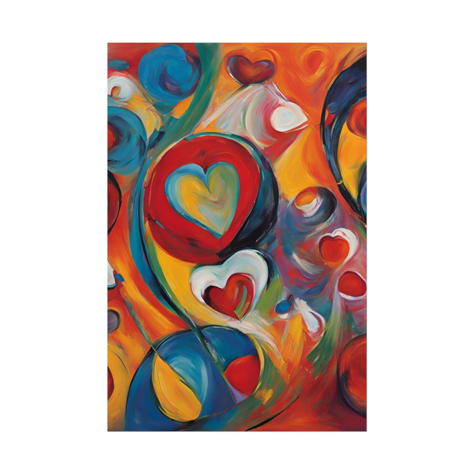 Colorful Abstract Heart-Themed Rolled Poster