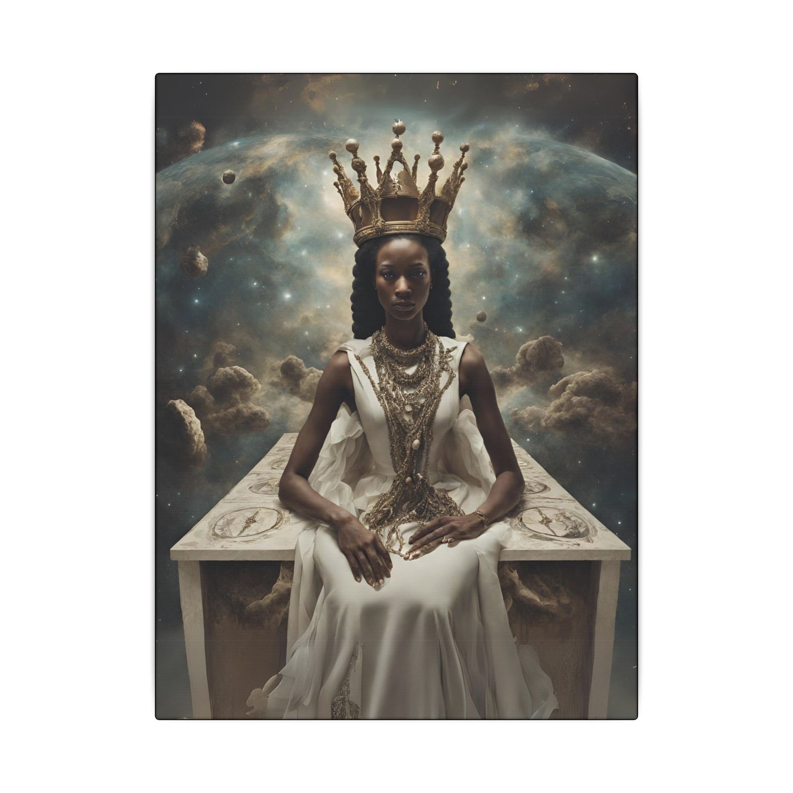 Black Celestial Royal Goddess Matte Canvas 9x12"