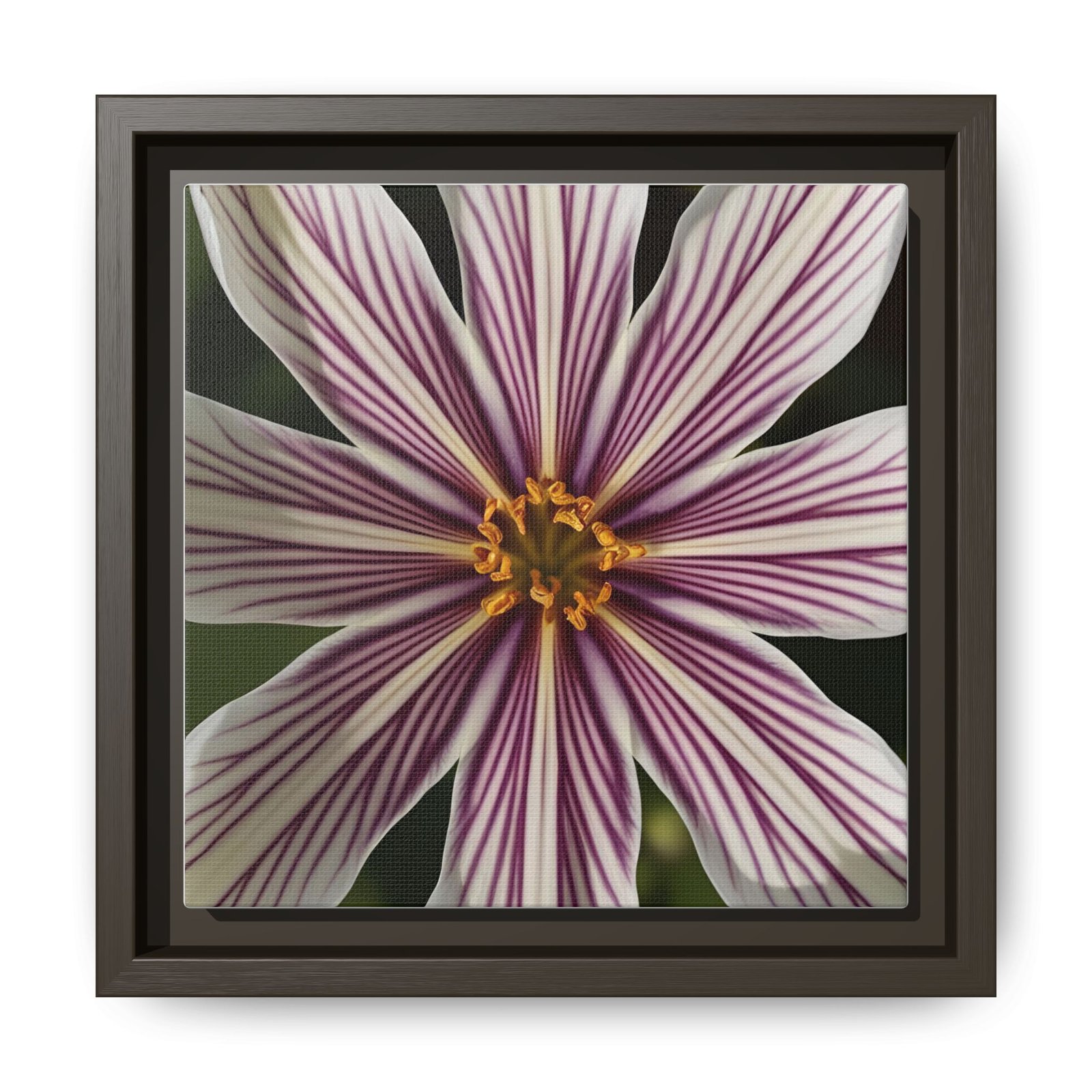 IS_4850 Framed Matte Canvas Wall Art — Striped Pink Daisy Floral Print - Image 4