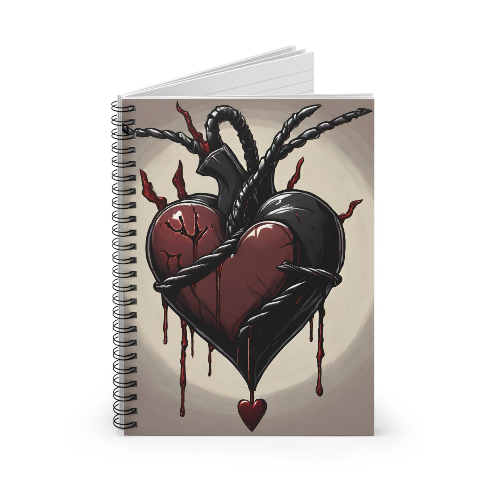 Gothic Black Heart Spiral Notebook - Image 2