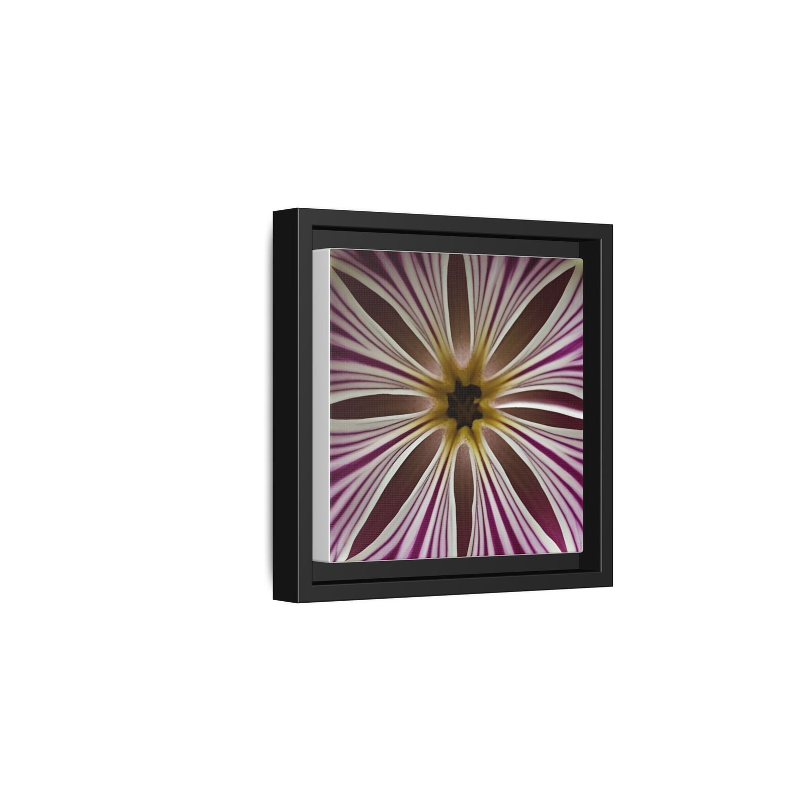 IS_4854 Framed Floral Burst Matte Canvas — Pink & White Striped Flower Wall Art - Image 2