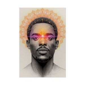 IS_6580 Afrocentric Portrait with Third Eye Mandala Rolled Poster