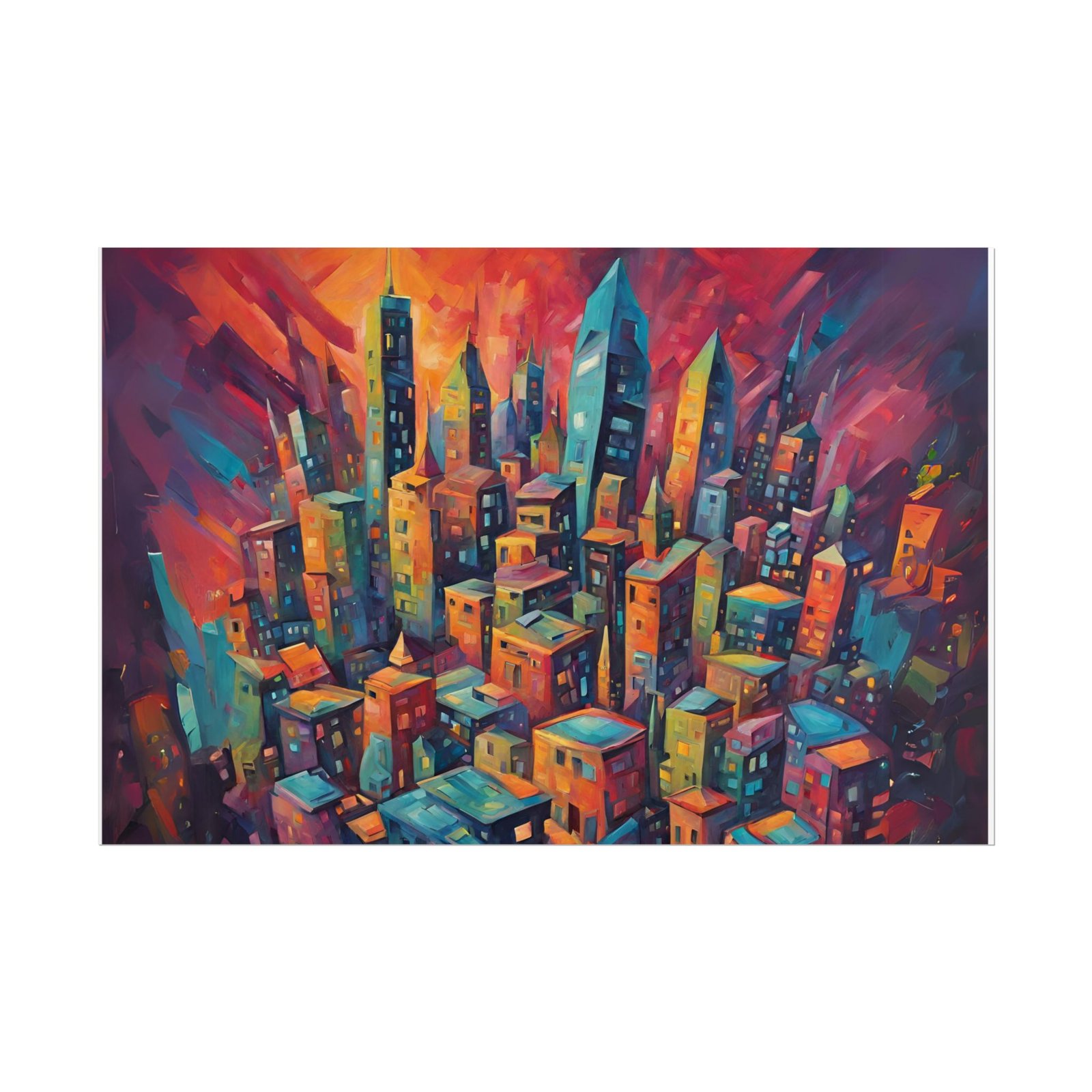 Vibrant Urban Cityscape Rolled Poster