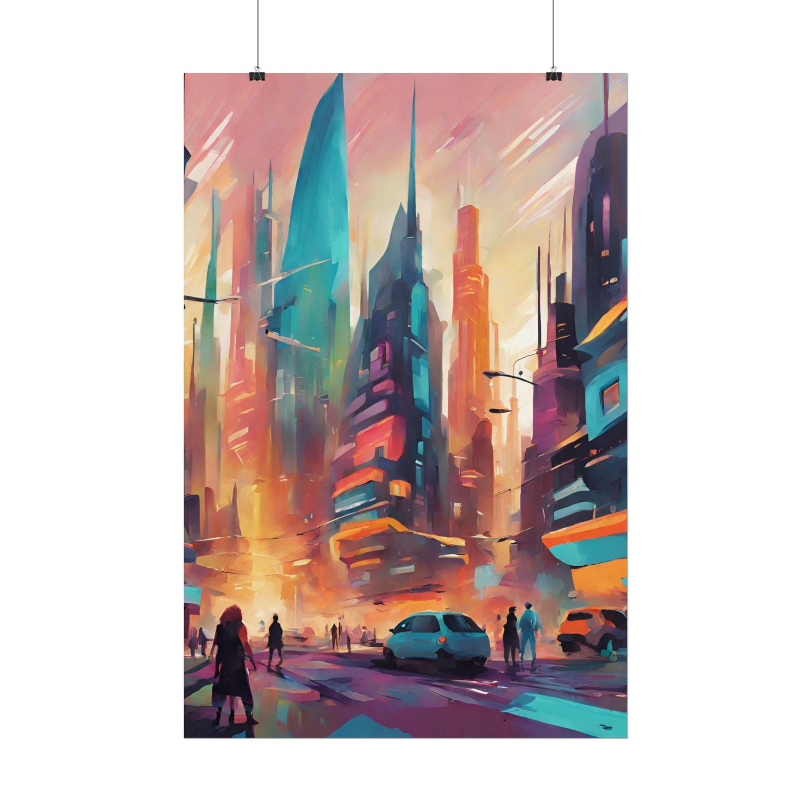 Futuristic Urban Cityscape Rolled Posters - Image 3
