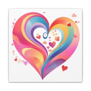 IS_4226 Colorful Heart Canvas Wall Art — Vibrant Rainbow Heart Matte Stretched Canvas
