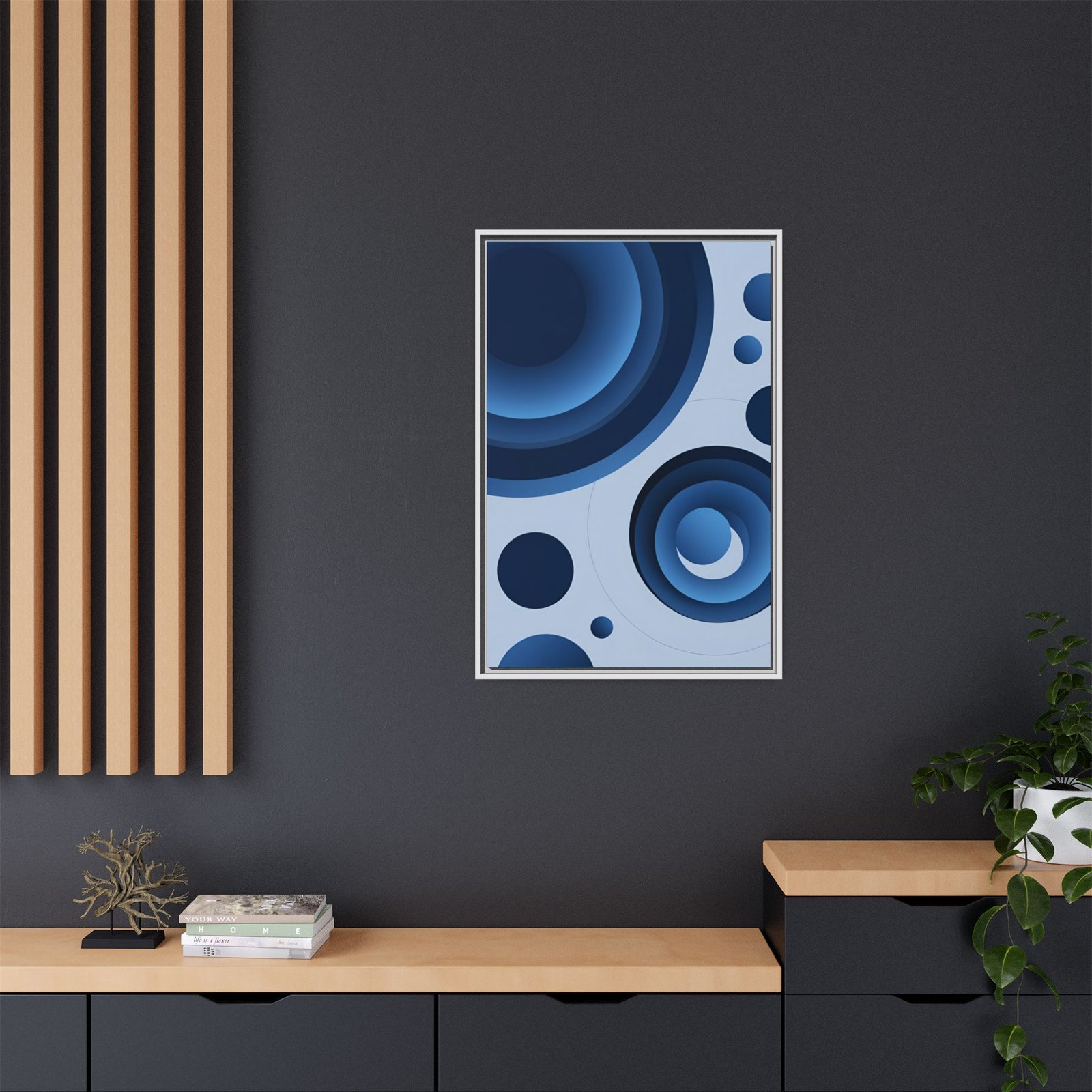 Suprematism- Blue Abstract Concentric Circles FRAMED 24x36" - Image 4