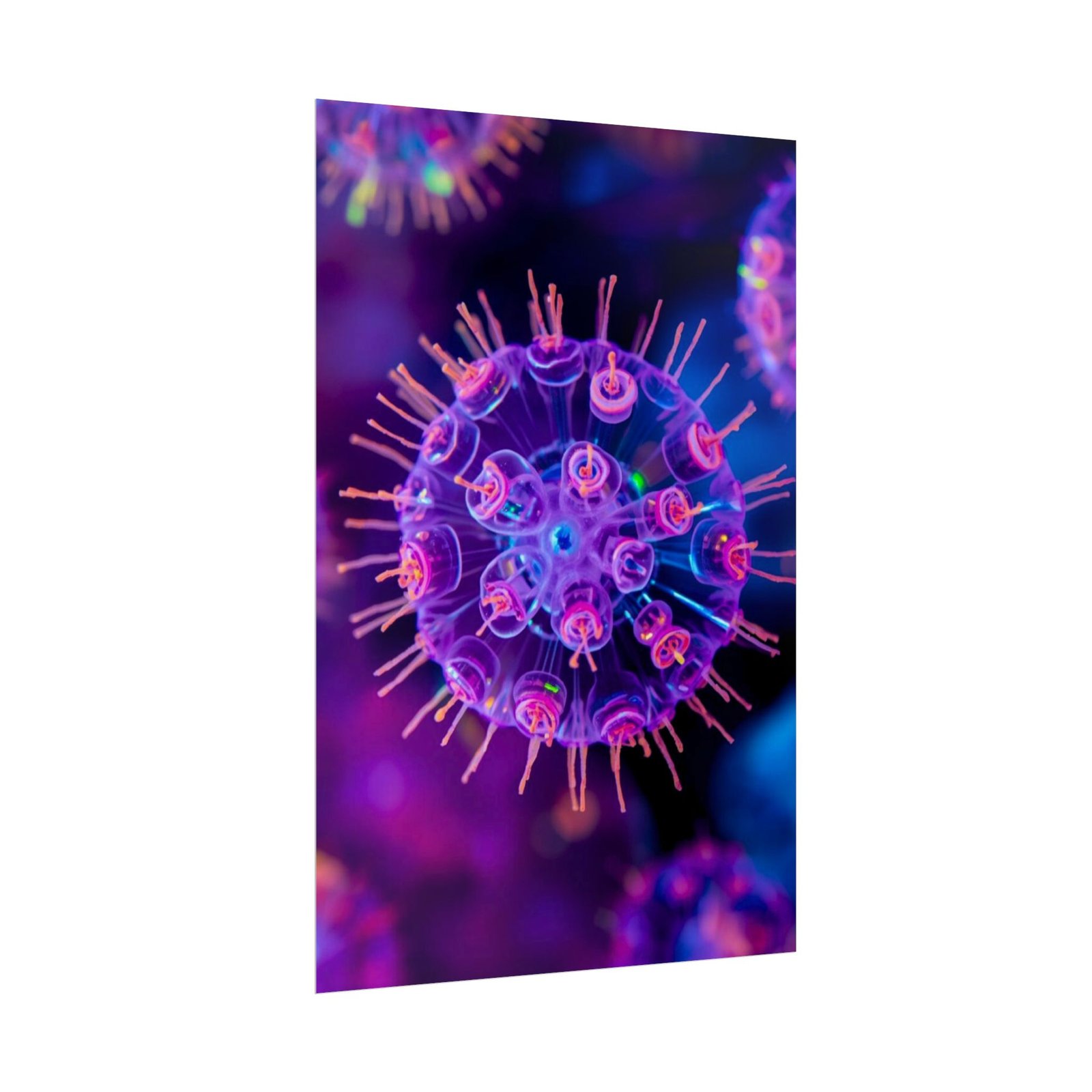 IS_6619 Psychadelic Virus Rolled Poster — Neon Microbe Scientific Wall Print - Image 2