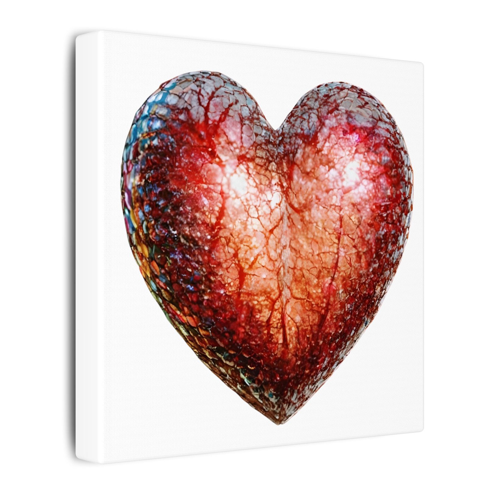 IS_4238 Textured Red Heart Matte Canvas Wall Art — Stretched Decorative Heart Print - Image 2