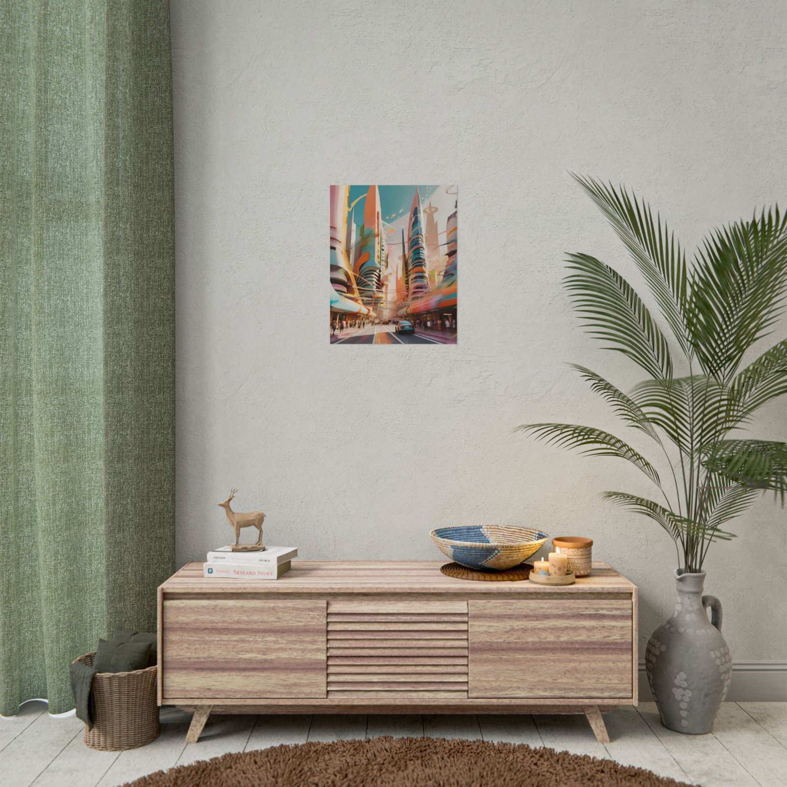 IS_118 Futuristic Cityscape Rolled Poster - Vibrant Urban Art for Home Décor - Image 7