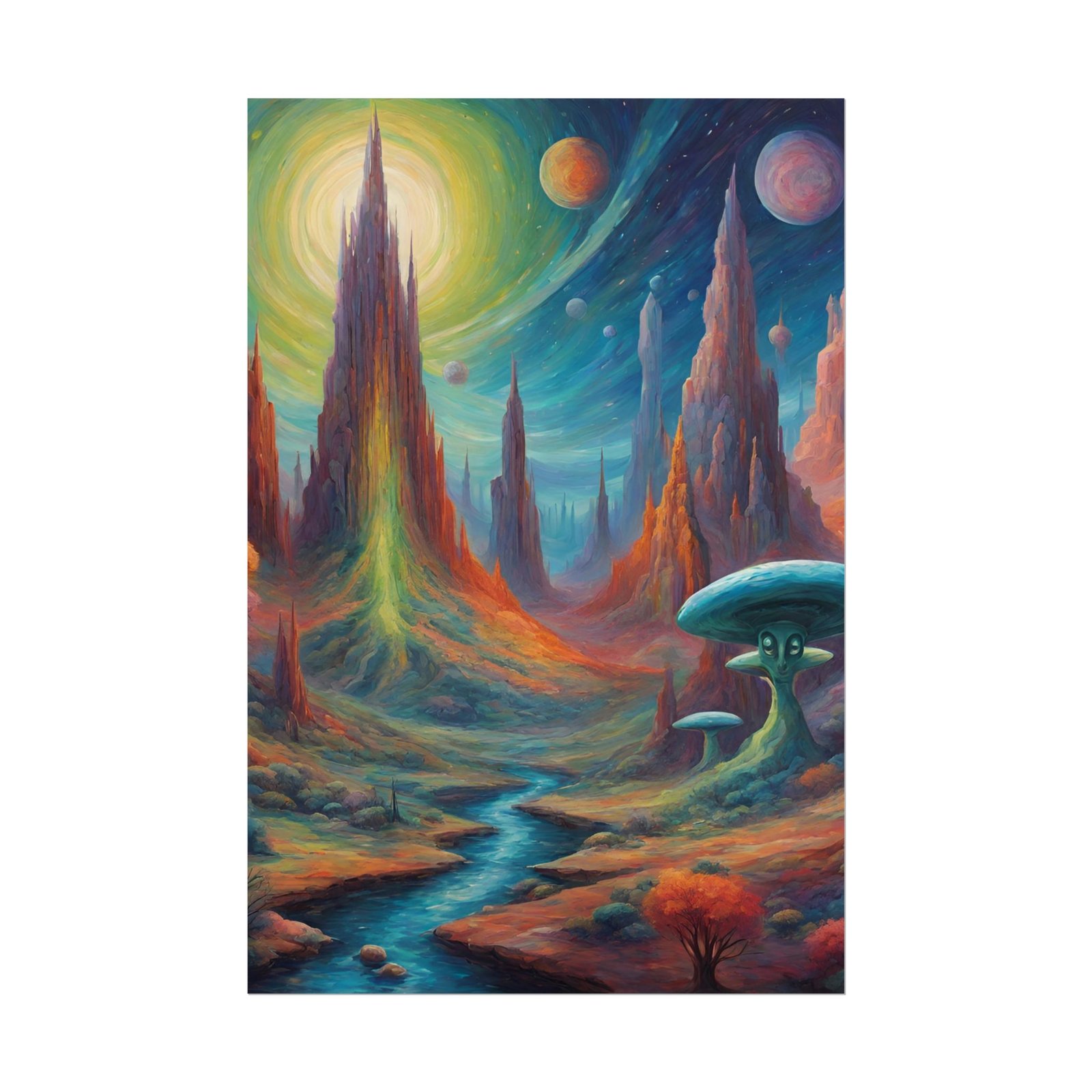 Dreamy Cosmic Sci-Fi Landscape Rolled Poster