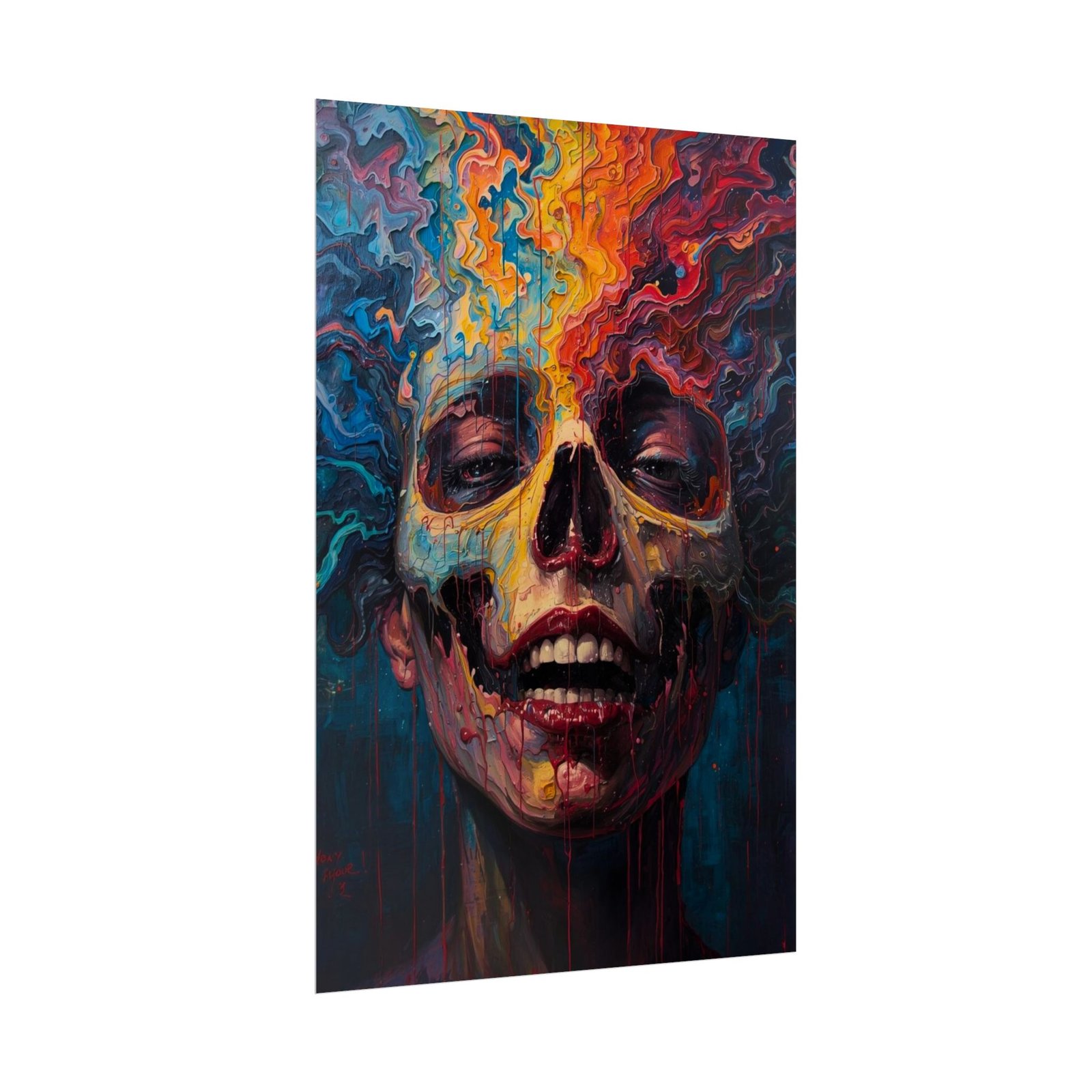 IS_6613 Abstract Skull Rolled Poster — Psychadelic Melting Face Wall Art - Image 2