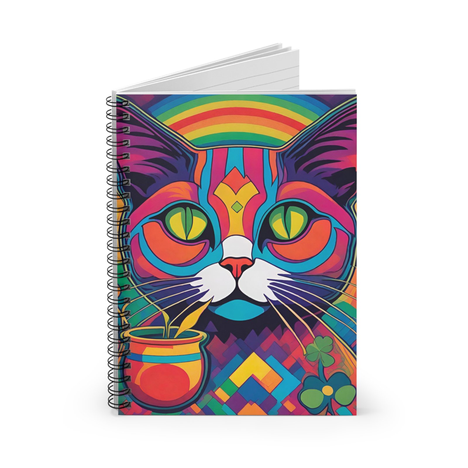 IS_000 Psychedelic Cat Spiral Notebook