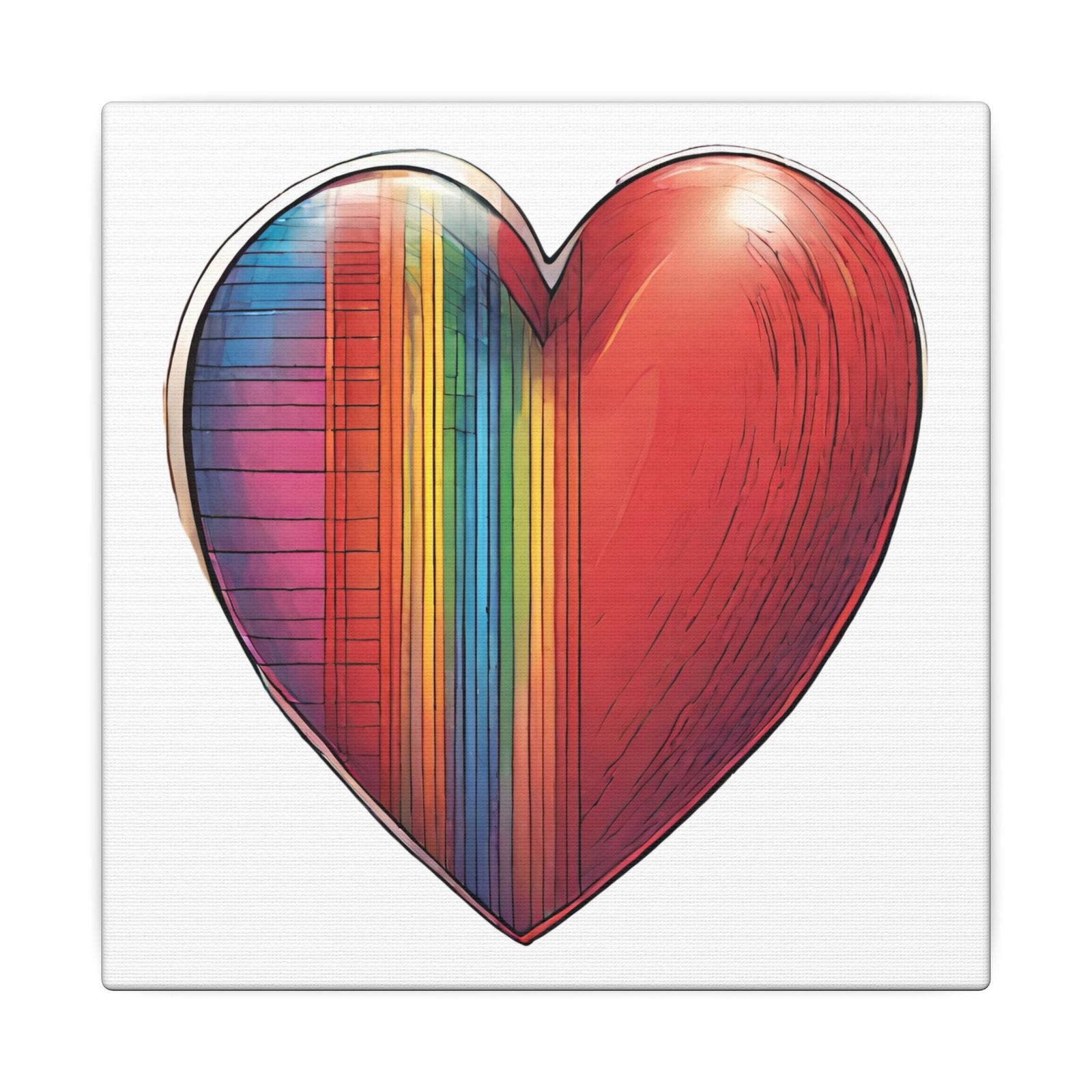 IS_3308 Rainbow Heart Canvas Print — Stretched Matte Wall Art