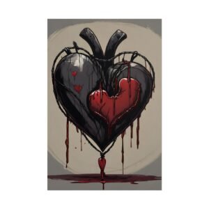 Gothic Dripping Black Heart Rolled Poster