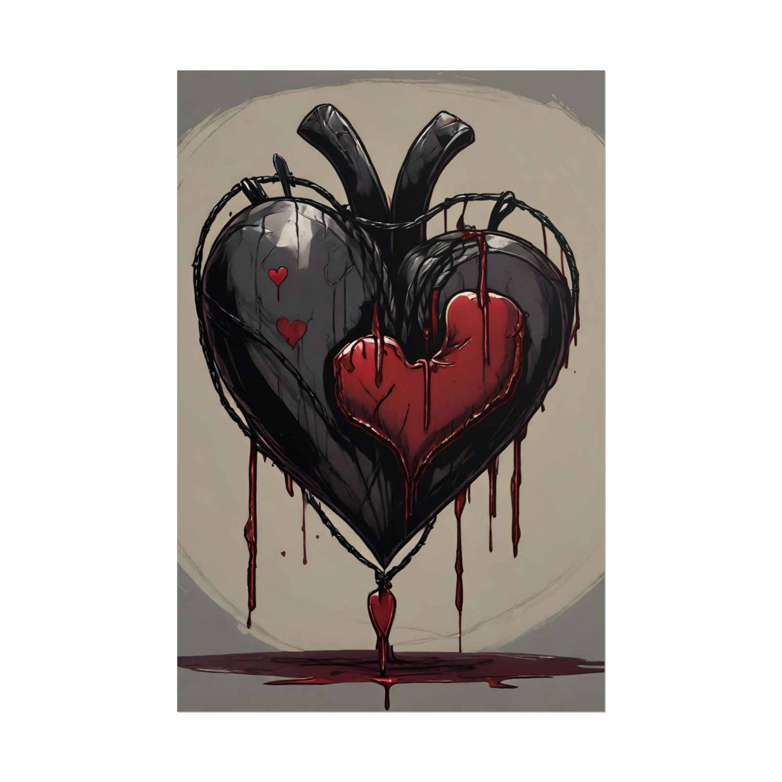 Gothic Dripping Black Heart Rolled Poster