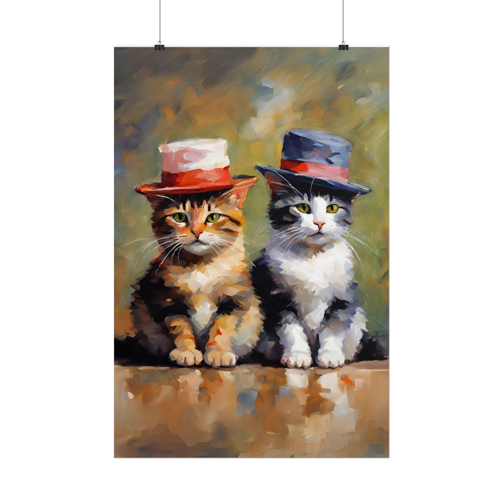IS_639 Charming Cat Duo Rolled Poster - Vibrant Art for Cat Lovers - Image 6