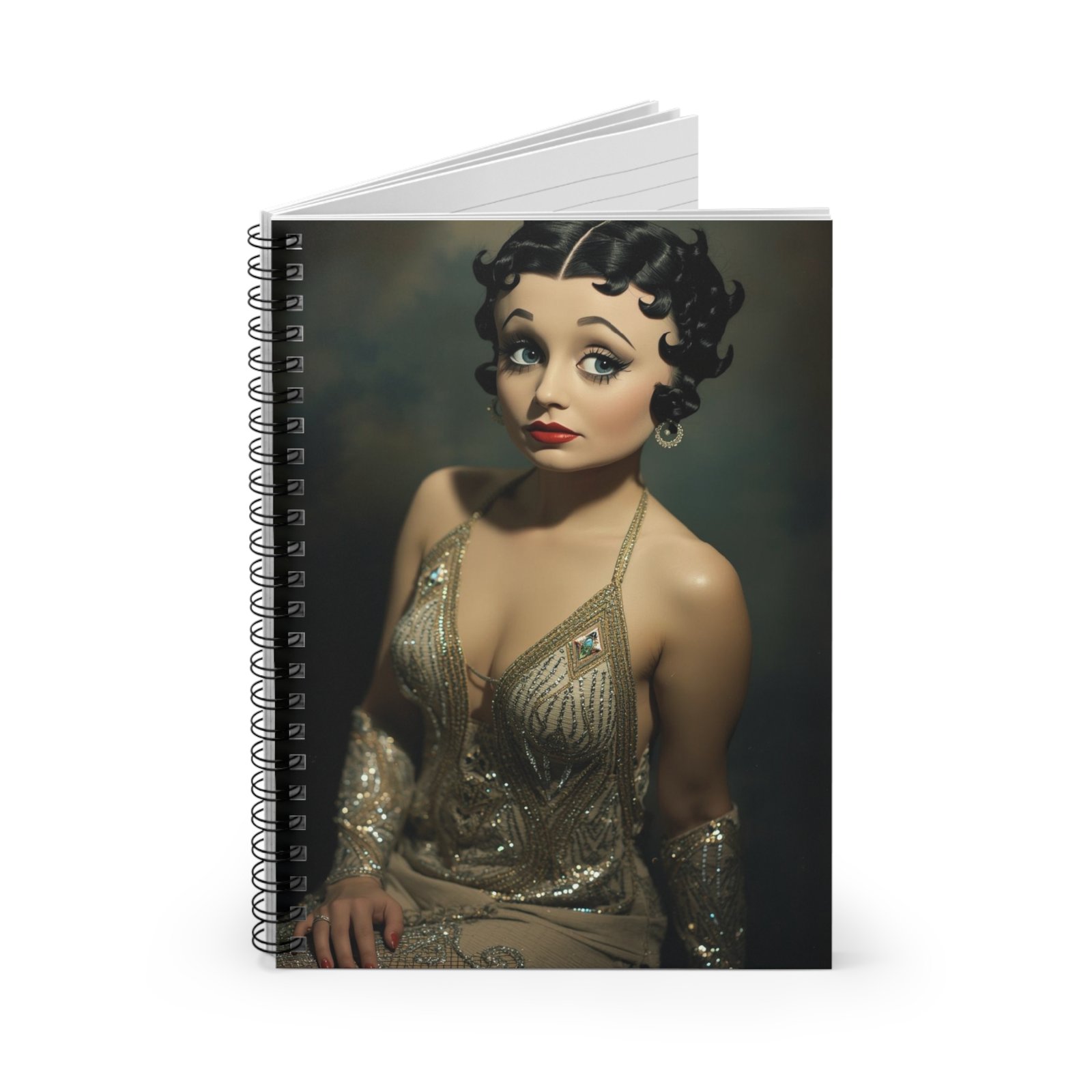 IS_6851 Vinttage Art Deco Pin Up Girl Spiral Notebook - Ruled Line - Image 2