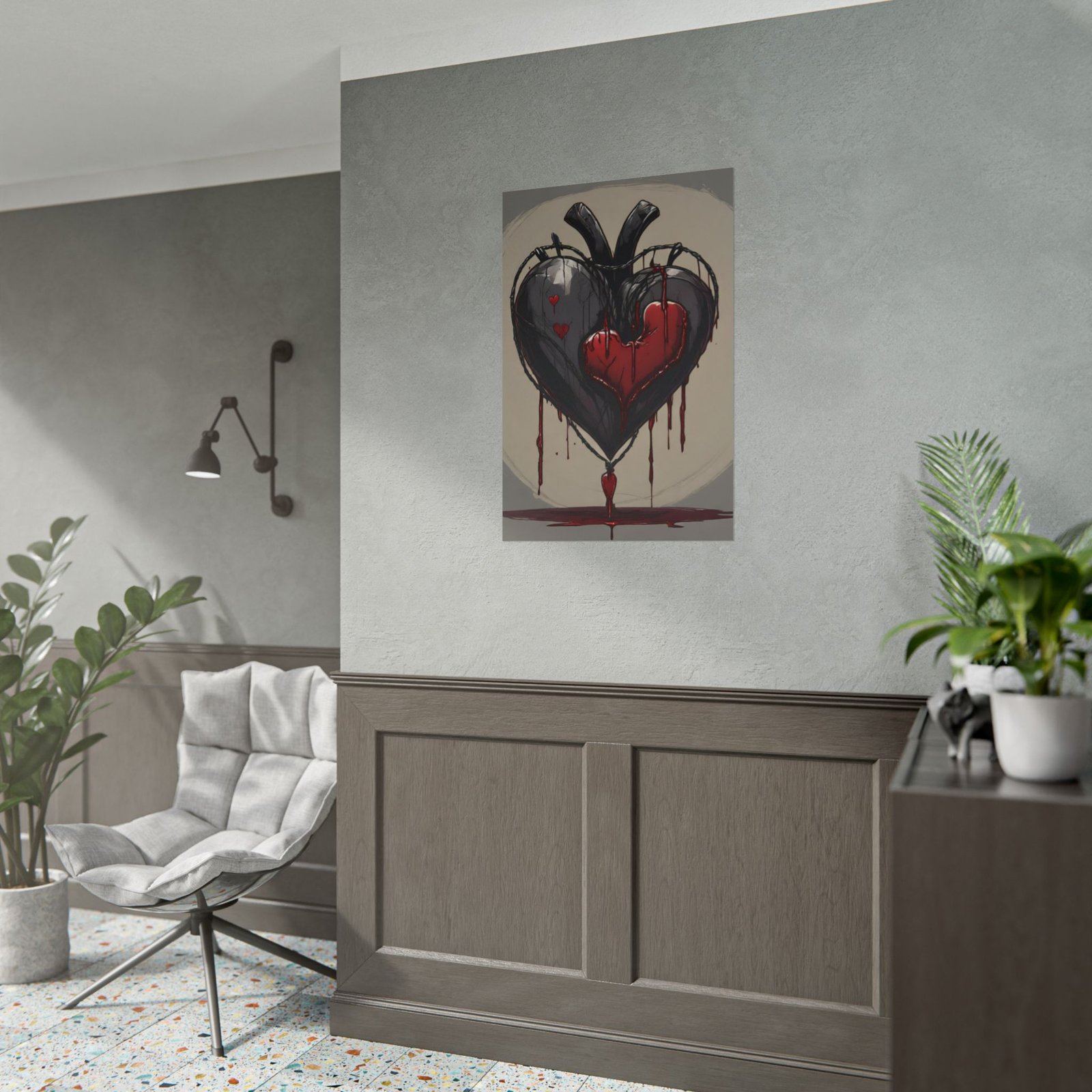 Gothic Dripping Black Heart Rolled Poster - Image 3