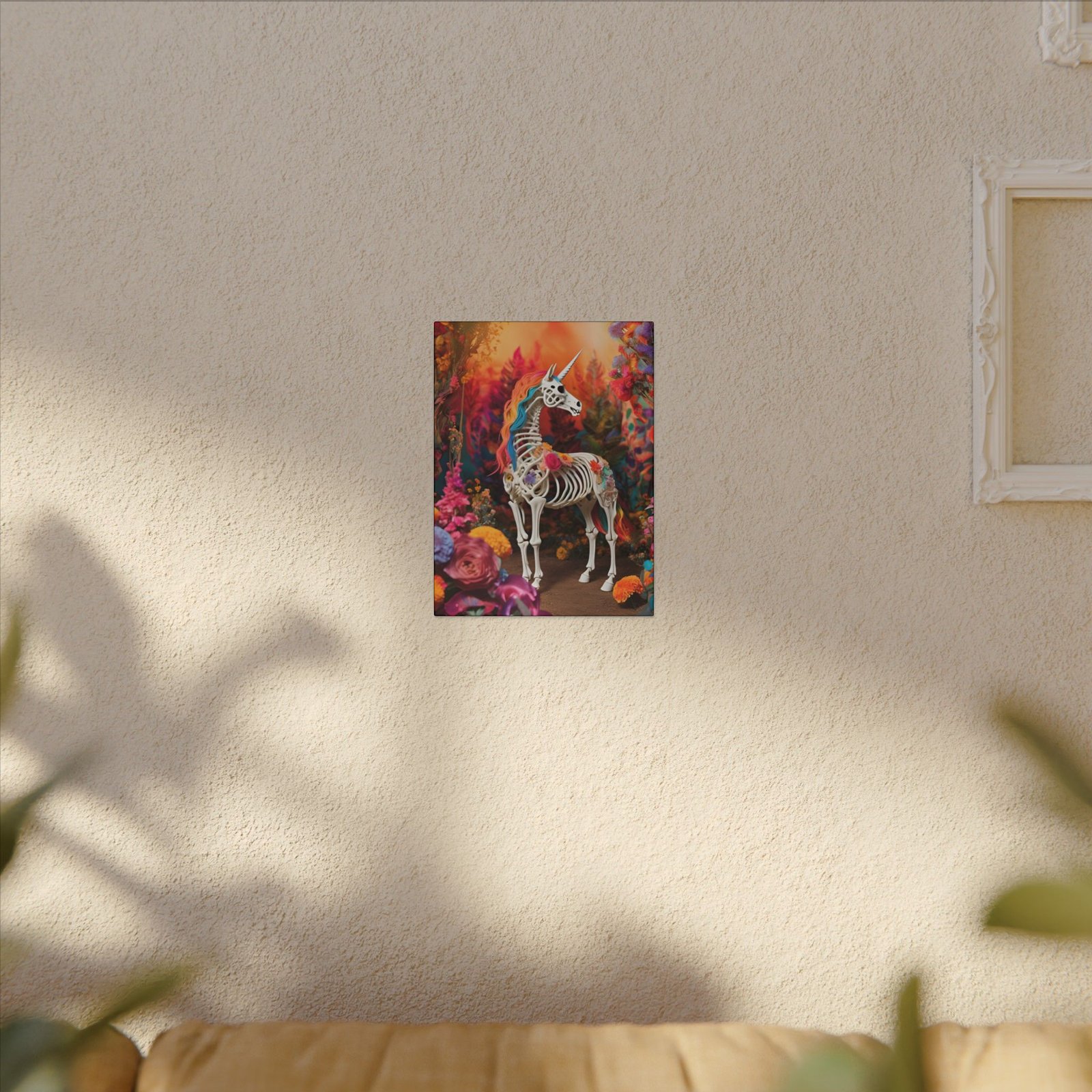 Colorful Unicorn Skeleton Canvas 9x12" - Image 3